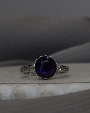 FZN Sterling Silver Sapphire Ring 2.33G / Sz 5